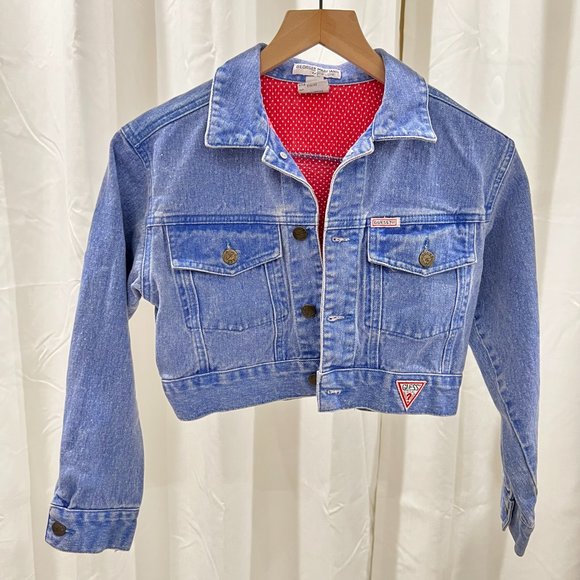90'S Guess by Georges Marciano Custom Denim Jacket, Made in the USA, Men's Size Medium, Vintage cotton gray type Vintage Second Hand